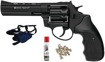 Револьвер Флобера Voltran Ekol Viper 4.5" (черный / пластик)+ В ПОДАРОК ​​ПАТРОНЫ ФЛОБЕРА 4 ММ 50(шт) +КОБУРА+ЧИСТКА