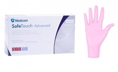 Перчатки нитриловые текстурированные Medicom S 100 шт/уп Розовые
