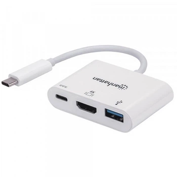 Док-станция Manhattan 152945 USB3.1 Type-C HDMI/USB 3.0/PD 60W 4-in-1 White