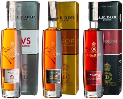 Набор коньяка A.E.Dor VS 0.7 л 40% + A.E.Dor VSOP 0.7 л 40% + A.E.Dor Napoleon 0.7 л 40% (2021000138751)