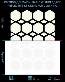 Наклейки Шестиугольники светоотражающие LOOM светоотражаючий стикер для одежды