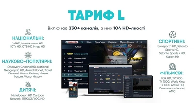 Sweet Tv офіційний стартовий пакет Тариф "L" на 1 місяць для 5 пристроїв