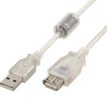 Удлинитель USB 2.0 AM/AF, 5m, 2 фильтра, прозрачно-черный