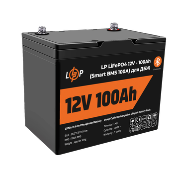 Аккумулятор LogicPower LP LiFePO4 для ИБП 12V (12,8V) - 100 Ah (1280Wh) (Smart BMS 100А) с BT пластик