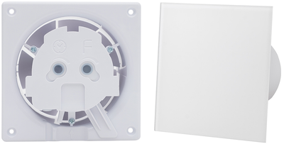 Комплект Витяжний вентилятор AirRoxy dRim 100 S BB + Пластикова панель AIRROXY 01-160 White Gloss Plexi біла глянсова