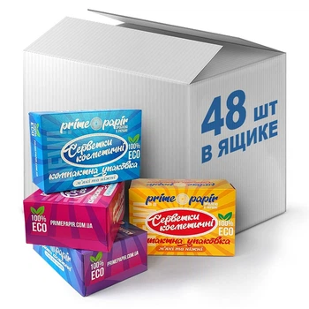 Салфетки косметические 2 слоя мягкие 80 л. 48 коробочек Прайм Папир