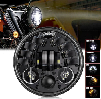 Универсальная светодиодная led фара 5,75 дюймов Led с разъёмом H4 (Black) Harley-Davidson, Dyna, Sportster (90630/1)