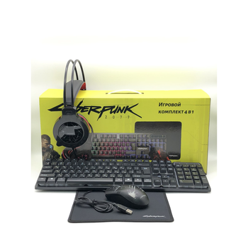 Игровой комплект CYBERPUNK CP-009 4в1 RGB (Клавиатура, мышь, наушники, коврик)