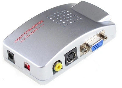 Конвертер VGA (IN) на VGA(OUT), S-Video TV(OUT), RCA(OUT), Box
