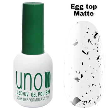 Матовое топовое покрытие с черными крошками UNO Egg Top Matte без липкого слоя 12 мл