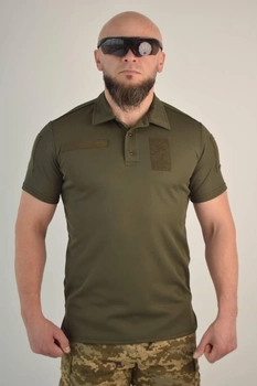 Футболка поло тактична 46 розмір S чоловіча військова армійська футболка ПОЛО літнє POLO оліва хакі для ЗСУ