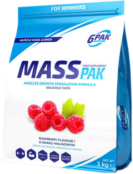 Gainer 6PAK Nutrition Mass Pak 3000 g Malinowy (5902811813549)