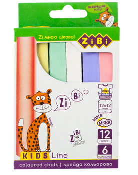 Мел цветной квадратный, 12 шт., картонная коробка, KIDS Line