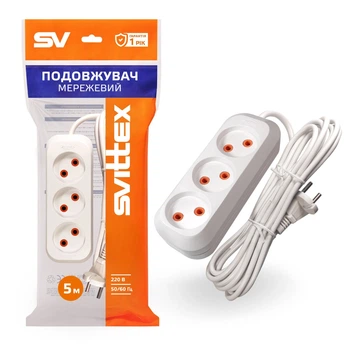 Подовжувач SVITTEX 5м 3 розетки