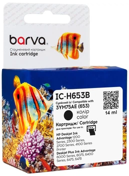 Картридж Barva сумісний з HP 653 (3YM75AE) 14 мл, Black (IC-H653B)