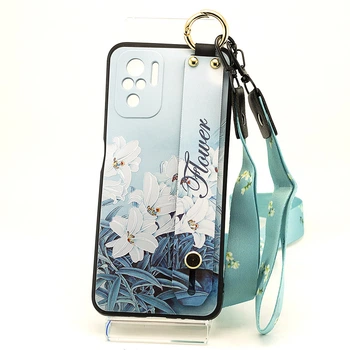 Чехол Lanyard для Xiaomi Redmi Note 10 / Note 10S бампер с ремешком Azure