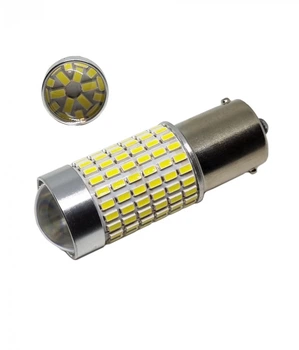 Світлодіодна лампа з цоколем 1156 BA15s P21W 144 SMD 3014 з лінзою та драйвером ПРЕМІУМ Autoexpect (11531)