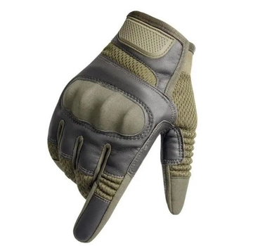 Защитные перчатки полнопалые FQMILITAR004 на липучке Оливковый XL (Kali)