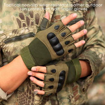 Штурмові рукавички без пальців Combat похідні захисні армійські Оливка - XL (Kali)