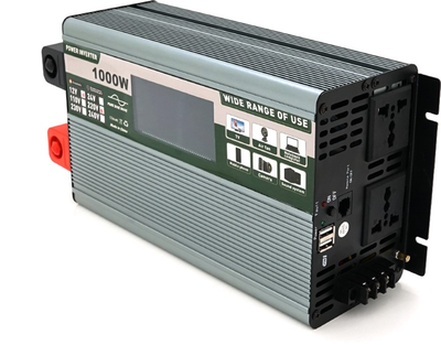 Инвертор напряжения Demuda DMDPSW-1000W, 12V/220V, 1000W с правильной синусоидой, 2 универсальные розетки, 2 USB, Rj 45, клемные провода, Q6 (YT29156)