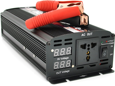Инвертор напряжения Voltronic ST2500CP (DC:1250W), 12/220V с аппроксимированной синусоидой, 1 универсальная розетка, крокодилы, BOX (YT28537)