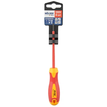 Отвертка Molder шлицевая диэлектрическая VDE 1000В, SL3x100mm (MT35002)