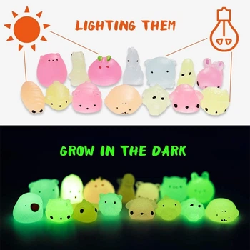 Набор игрушек-сюрпризов 10 шт Сквиши Моти - Mochi Squishy - светятся в темноте