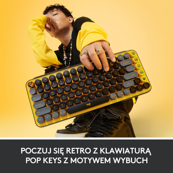 Klawiatura bezprzewodowa Logitech POP Keys Wireless Mechanical Keyboard Blast Yellow (920-010735)