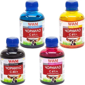 Комплект чорнила WWM для Canon MP/MX/IP/IX (B/C/M/Y) 4x200ml (C40/41SET4)