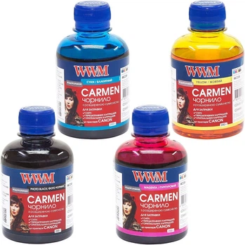 Комплект чорнила WWM для Canon E/MP/MX/IP/IX Series (B/C/M/Y) 4x200ml (CARMEN.SET-4)