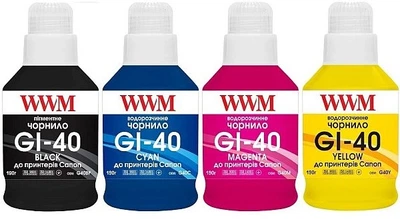 Комплект чорнила WWM GI-40 для Canon G5040/G6040/G7040 (BP/C/M/Y) 4x190ml (G40SET4)