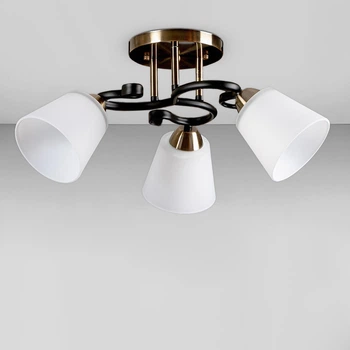 Стельова люстра Light House SH-18165/3A AB+BK 520*520*230 E27 бронза + чорний, плафон білий