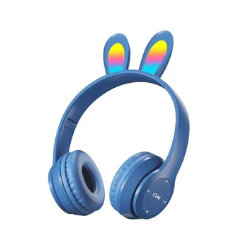 Бездротові навушники "Заячі вушка" Wireless P47R з підсвіткою RGB Bluetooth 5.0 MP3 плеєр Blue