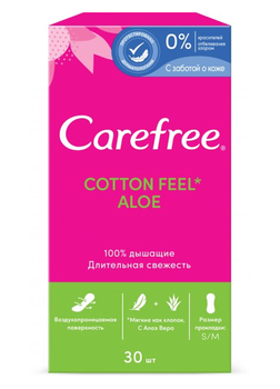 Гігієнічні прокладки Carefree Сotton Aloe з екстрактом бавовни та алое 30 шт (3574661565040)
