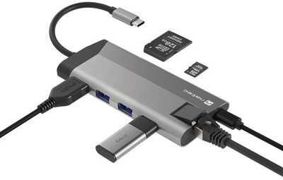 Hub USB-C NATEC Fowler Plus HDMI+USB Typ-A+USB Typ-C+Micro SD+SD (NMP-1690)