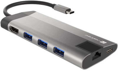 Hub USB-C NATEC Fowler Plus HDMI+USB Typ-A+USB Typ-C+Micro SD+SD (NMP-1690)
