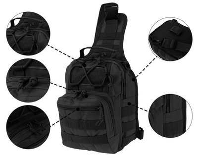 Тактическая нагрудная сумка Primo Sling однолямочная через плечо - Black