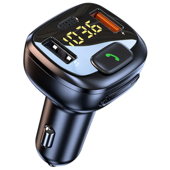 Автомобильный FM ФМ модулятор Terra T08, Bluetooth 5.1, трансмиттер, вольтметр, USB зарядка QC 3.0