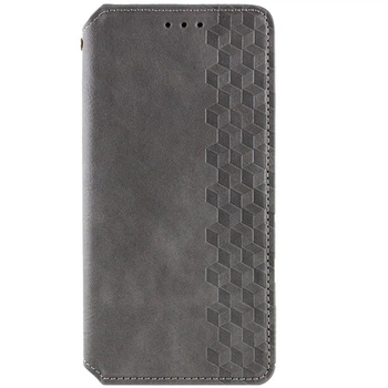 Кожаный чехол-книжка GETMAN Cubic (PU) для Xiaomi Redmi Note 13 4G Серый