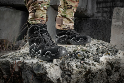 Водонепроницаемые ботинки (берцы) 39 размер (25,5 см) тактические (военные) треккинговые демисезонные Alligator Black (Черные) M-tac для ВСУ