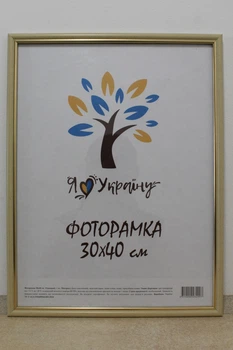 Фоторамка 30Х40, (А3), бежевый с золотой вставкой, 1515-7104, СТЕКЛО + КАРТОН
