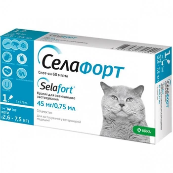 Selafort Селафорт Спот-он капли для кошек от 2,6 до 7,5 кг