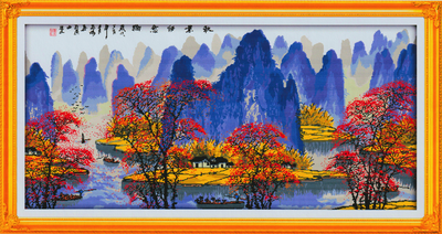 Набір для вишивання хрестиком по нанесеному на канву схемі "The autumn leaves". AIDA 14CT printed, 117*60см