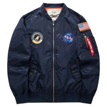 Мужская куртка Nasa с нашивками на резинке Бомбер мужской американский Синий 3XL