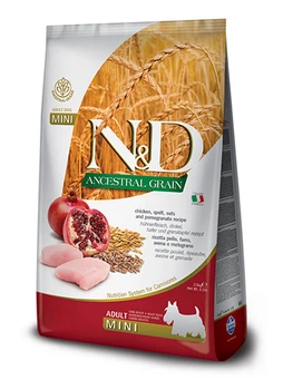 Низкозерновой сухой корм Farmina N&D Low Grain Dog Chicken&Pomegranate Adult Mini для собак мелких пород с курицей и гранатом, 7 кг
