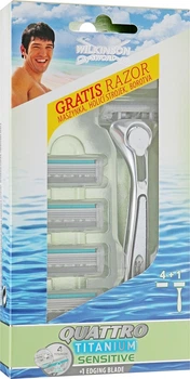 Станок + 5 сменных лезвий - Wilkinson Sword Quattro Titanium Sensitive (587929-46612)