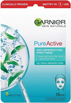 Тканевая маска для лица - Garnier Skin Naturals Pure Active Anti-Impeffection Sheet Mask 23g (967005-134349)