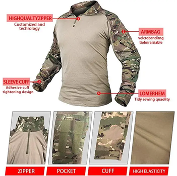 Тактичний демісезонний військовий костюм форма Han Wild убакс+налокітники, штани+наколінники, панама мультикам р.3XL