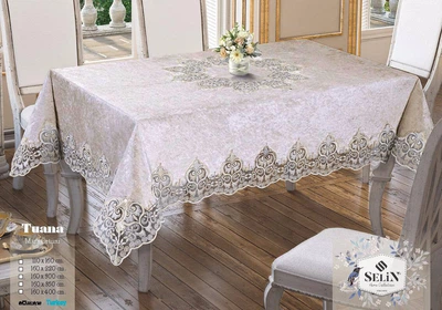 Велюровая скатерть Selin Tuana 160х220 Бежевый