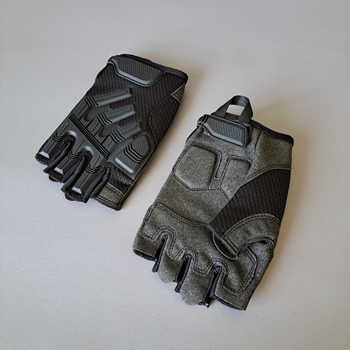 Щільні тактичні армійські рукавички з відкритими пальцями на липучці для риболовлі полювання PRO TACTICAL чорні АН8808 розмір XL